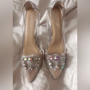 Stiletto Heel Cinderella Glass Slipper look Pumps Wedding Shoes